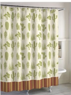 New! Destination Cactus theme Striped Bathroom Fabric Shower Curtain 72 x 72